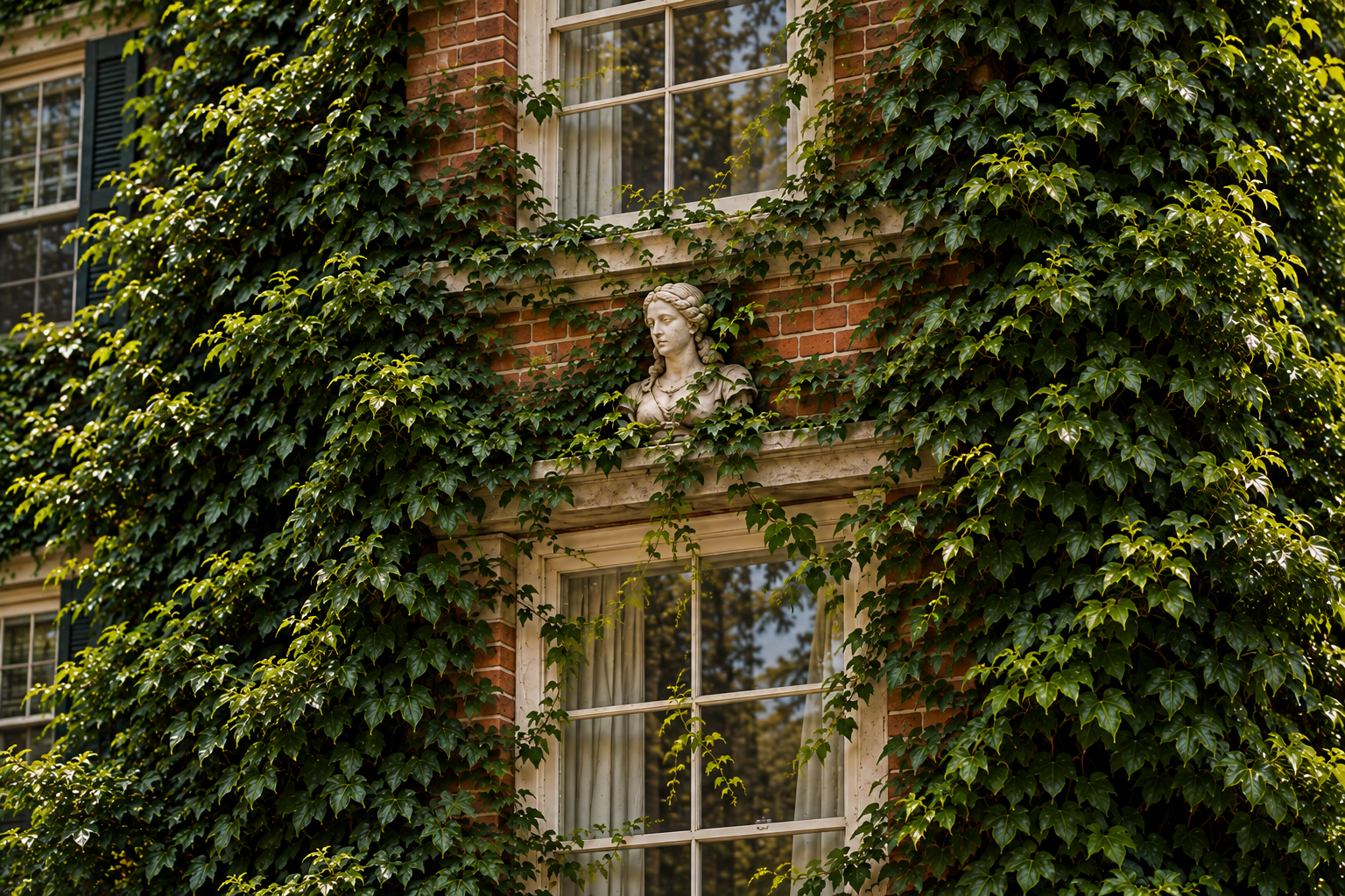 Ivy growing around the exterior of a house and window